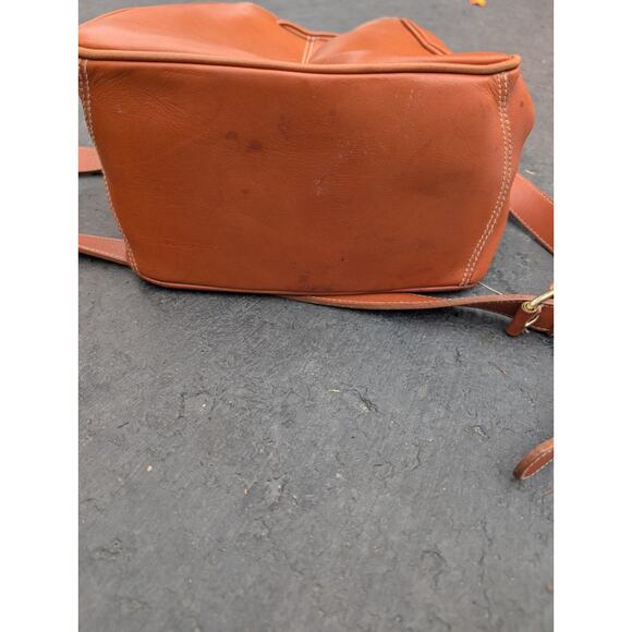 Vintage Genuine Leather Shoulder Bucket Bag Drawstring Surveyor Bag 90s - Picture 3 of 8